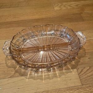 Vintage Anchor Hocking Pink Divided Dish